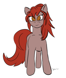 Size: 768x912 | Tagged: safe, artist:silver-draws-ponies, imported from derpibooru, oc, oc only, oc:orchid blossom, earth pony, pony, amber eyes, quick drawing, red mane, solo