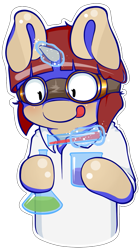 Size: 541x967 | Tagged: safe, artist:lucky-jacky, imported from derpibooru, oc, oc only, oc:silk touch, clothes, female, goggles, lab coat, science, solo