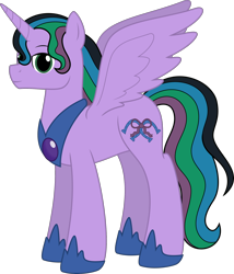 Size: 1912x2238 | Tagged: safe, artist:candysweets90240, imported from derpibooru, oc, oc only, oc:velvet shade, alicorn, pony, kindverse, alicorn oc, jewelry, offspring, parent:good king sombra, parent:king sombra, parent:princess celestia, parents:celestibra, regalia, simple background, solo, transparent background