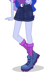 Size: 3143x5073 | Tagged: dead source, safe, artist:teentitansfan201, edit, imported from derpibooru, vector edit, princess luna, equestria girls, legend of everfree, absurd resolution, boots, camp everfree outfits, clothes, cropped, female, leg focus, legs, pictures of legs, raised leg, shorts, simple background, socks, solo, transparent background, vector, vice principal luna