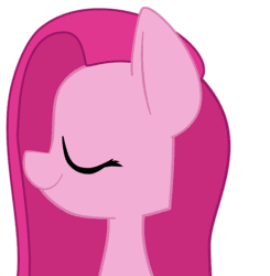 Size: 475x484 | Tagged: safe, artist:ikarooz, imported from derpibooru, pinkie pie, earth pony, pony, adoracreepy, animated, blinking, bust, creepy, creepy smile, cute, cuteamena, eyes closed, female, gif, head tilt, looking at you, looking back, mare, pinkamena diane pie, shrunken pupils, simple background, smiling, smooth, solo, white background, wide eyes