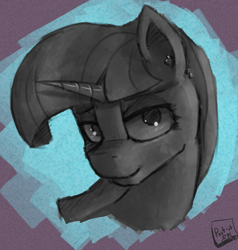 Size: 1247x1310 | Tagged: safe, artist:post-it, imported from derpibooru, twilight sparkle, female, monochrome, solo