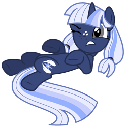 Size: 6470x6532 | Tagged: safe, artist:estories, imported from derpibooru, oc, oc only, oc:silverlay, original species, pony, unicorn, absurd resolution, female, mare, on back, one eye closed, simple background, solo, transparent background, umbra pony, vector