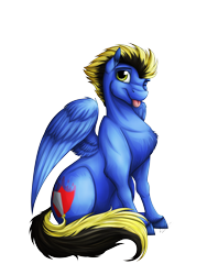 Size: 3000x4000 | Tagged: safe, artist:lupiarts, imported from derpibooru, pegasus, pony, absurd resolution, commission, male, one eye closed, simple background, solo, tongue out, transparent background, wink