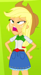 Size: 230x415 | Tagged: safe, imported from derpibooru, screencap, applejack, equestria girls, cropped, faic, female, solo