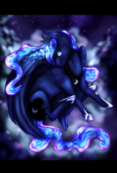 Size: 1024x1506 | Tagged: safe, artist:gloriajoy, imported from derpibooru, princess luna, female, smiling, solo, space