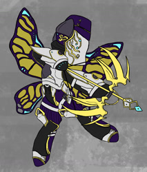 Size: 1000x1173 | Tagged: safe, artist:slamjam, imported from derpibooru, pony, bow, butterfly wings, hat, nova (warframe), ponified, solo, tennogen, warframe, wings