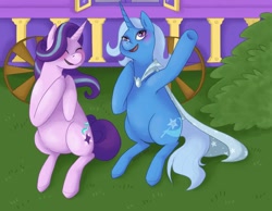 Size: 900x700 | Tagged: safe, artist:denkis, imported from derpibooru, starlight glimmer, trixie, pony, unicorn, female, lesbian, mare, shipping, startrix