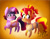 Size: 1024x807 | Tagged: dead source, safe, artist:shellielle, imported from derpibooru, sunset shimmer, twilight sparkle, alicorn, pony, unicorn, bikini, blushing, clothes, duo, duo female, embarrassed, female, lesbian, one-piece swimsuit, raised hoof, shipping, sunsetsparkle, swimsuit, twilight sparkle (alicorn)
