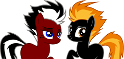 Size: 2147x1024 | Tagged: safe, imported from derpibooru, oc, oc only, fire pony, count and tiddle, count pony, cute, fire, friends, recolor, simple background, solo, swamp cinema, tiddle, tiddle and count, transparent background