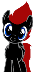 Size: 190x400 | Tagged: safe, imported from derpibooru, oc, oc only, happy, jcash, jcash pony, recolor, red and black oc, simple background, solo, transparent background