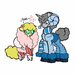 Size: 800x800 | Tagged: safe, artist:familywing, imported from derpibooru, oc, oc only, oc:golden brisk, oc:silver breeze, sheep, clothes, coat, crossdressing, femboy, goldeeze, male, race swap