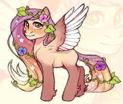 Size: 960x814 | Tagged: safe, artist:kapusha-blr, imported from derpibooru, oc, oc only, pegasus, pony, flower, flower in hair, solo