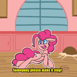 Size: 500x500 | Tagged: safe, artist:koportable, imported from derpibooru, pinkie pie, pony, animated, dragon ball, dragon ball z, female, gif, reaction image, solo, vibrating