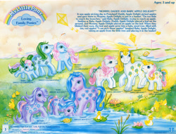 Size: 1370x1048 | Tagged: safe, imported from derpibooru, baby apple delight, baby bright bouquet, baby sweet celebrations, daddy apple delight, daddy bright bouquet, daddy sweet celebrations, mommy apple delight, mommy bright bouquet, mommy sweet celebrations, bird, butterfly, dragonfly, duck, earth pony, insect, pony, turtle, apple delight family, baby apple delightabetes, baby bright bouquedorable, baby sweet sweet celebrations, back card, backcard, basket, bright bouquet family, colt, cute, daddy apple delightabetes, daddy bright bouquedorable, daddy sweet sweet celebrations, family, female, filly, flag, flying, g1, kite, land, lilypad, lore, loving family ponies, male, mare, mommy apple delightabetes, mommy bright bouquedorable, mommy sweet sweet celebrations, picnic basket, picnic blanket, pond, ponyland, stallion, sweet celebrations family, tent, text, water