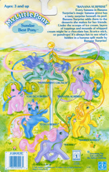 Size: 709x1119 | Tagged: safe, imported from derpibooru, banana surprise, coco berry, crunch berry, peppermint crunch (g1), sherbet (g1), swirly whirly, back card, backcard, g1, lore, text