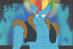 Size: 1190x789 | Tagged: safe, artist:10art1, artist:ardail, imported from derpibooru, rainbow dash, anthro, clothes, dragon ball, male, meme, rule 63, solo, tracing meme, vest