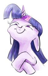 Size: 419x669 | Tagged: safe, artist:pochatochek, imported from derpibooru, twilight sparkle, pony, female, floppy ears, grin, smiling, solo