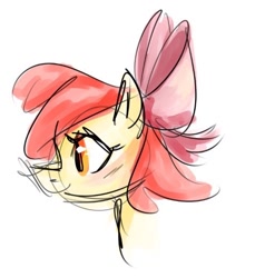 Size: 496x522 | Tagged: safe, artist:pochatochek, imported from derpibooru, apple bloom, pony, blushing, bow, female, hair bow, sketch, solo