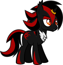 Size: 954x984 | Tagged: safe, artist:lightningbolt, derpibooru exclusive, imported from derpibooru, hybrid, pony, unicorn, .svg available, angry, chest fluff, ear fluff, eyeliner, eyeshadow, fangs, frown, hair over one eye, horn, horn ring, makeup, male, ponified, ring, ring on horn, shadow the hedgehog, show accurate, simple background, slit eyes, slit pupils, solo, sonic the hedgehog (series), stallion, svg, transparent background, vector