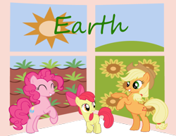 Size: 800x619 | Tagged: safe, artist:nejcrozi, imported from derpibooru, apple bloom, applejack, pinkie pie, earth pony, pony