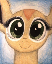 Size: 1056x1296 | Tagged: safe, artist:thefriendlyelephant, imported from derpibooru, oc, oc only, oc:nuk, antelope, gerenuk, adorable face, animal in mlp form, big ears, big eyes, bust, close-up, cute, portrait, smiling, solo, traditional art