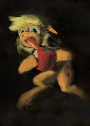 Size: 1280x1786 | Tagged: safe, artist:francisco goya, artist:hecc95, imported from derpibooru, applejack, apple, eating, female, fine art parody, food, francisco goya, saturn devouring his son, solo, that pony sure does love apples