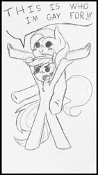 Size: 720x1280 | Tagged: safe, artist:rad-man, imported from derpibooru, fluttershy, rainbow dash, anthro, unguligrade anthro, dialogue, female, flutterdash, lesbian, shipping