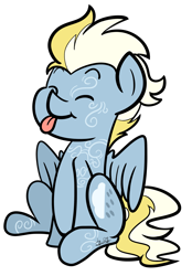 Size: 2359x3396 | Tagged: safe, artist:befishproductions, imported from derpibooru, oc, oc only, oc:cold front, pegasus, pony, eyes closed, high res, male, signature, simple background, sitting, stallion, tongue out, transparent background