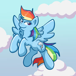 Size: 1024x1024 | Tagged: safe, artist:yoshimarsart, imported from derpibooru, rainbow dash, pony, female, flying, solo, watermark