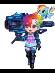 Size: 768x1024 | Tagged: safe, imported from derpibooru, rainbow dash, human, gaia online, gun, humanized, rocket launcher, weapon