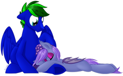 Size: 1024x632 | Tagged: safe, artist:kellythedrawinguni, imported from derpibooru, oc, oc only, oc:circuit breaker, oc:torpid astrum, bat pony, pegasus, pony, female, hat, male, mare, nightcap, simple background, sleeping, stallion, transparent background