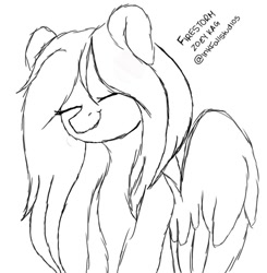 Size: 881x898 | Tagged: safe, artist:violetdesignstudios, imported from derpibooru, oc, oc only, oc:fire storm, pegasus, pony, eyes closed, female, mare, monochrome, solo