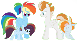 Size: 944x508 | Tagged: safe, artist:wolfiefox27, imported from derpibooru, fire streak, rainbow dash, oc, oc:finsh smoke, oc:silverine zap, pony, alternate hairstyle, base used, colt, family, female, filly, firedash, half-siblings, male, missing cutie mark, offspring, older, parent:fire streak, parent:rainbow dash, parent:soarin', parents:firedash, parents:soarindash, simple background, straight, transparent background