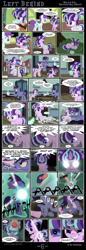 Size: 2100x6083 | Tagged: safe, artist:dsana, imported from derpibooru, starlight glimmer, oc, oc:aurora, oc:steady hooves, pony, unicorn, comic:left behind, absurd resolution, abuse, bloodshot eyes, bottle, comic, crying, cutie mark theft, cutiespark, domestic abuse, evil grin, female, filly, filly starlight glimmer, glowing eyes, grin, magic, mare, pigtails, saddle bag, smiling, starlight's parents, start of darkness, this will not end well, younger