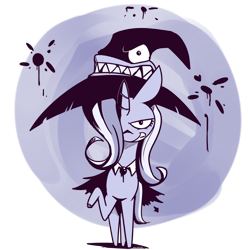 Size: 1250x1250 | Tagged: safe, artist:anibaruthecat, imported from derpibooru, trixie, pony, unicorn, female, grin, hair over one eye, hat, limited palette, mare, monochrome, raised hoof, smiling, solo, witch hat