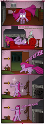 Size: 1245x3403 | Tagged: safe, artist:underwoodart, imported from derpibooru, discord, pinkie pie, oc, oc:kumquat, pony, timber wolf, ask pink-pony, ask, bipedal, computer, pinkamena diane pie, running, scared, tumblr