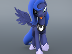 Size: 2000x1500 | Tagged: safe, artist:nightpon3, imported from derpibooru, princess luna, alicorn, pony, 3d, cinema 4d, female, s1 luna, solo, tongue out