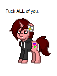 Size: 187x249 | Tagged: safe, imported from derpibooru, oc, oc only, oc:lavenderheart, pony, unicorn, pony town, annoyed, simple background, solo, vulgar, white background