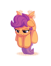 Size: 1100x1400 | Tagged: safe, artist:bobdude0, imported from derpibooru, scootaloo, pegasus, pony, cute, cutealoo, female, filly, floating, flying, grumpy, scootaloo can fly, scootaloo can't fly, simple background, solo, unamused