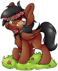 Size: 3914x4771 | Tagged: safe, artist:cutepencilcase, imported from derpibooru, oc, oc only, pegasus, pony, absurd resolution, colored pupils, commission, floral head wreath, flower, male, open mouth, simple background, solo, stallion, transparent background, ych result