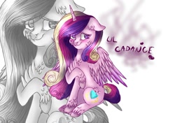 Size: 1024x719 | Tagged: safe, artist:fireheartsk, imported from derpibooru, princess cadance, alicorn, pony, female, mare, sitting, solo, unshorn fetlocks