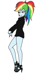 Size: 720x1280 | Tagged: safe, artist:ajrrhvk12, imported from derpibooru, rainbow dash, equestria girls, blushing, clothes, female, high heels, legs, ponytail, simple background, solo, transparent background