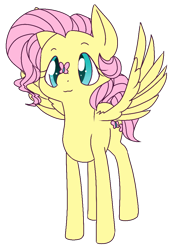 Size: 716x1035 | Tagged: safe, artist:archego-art, artist:tilling-tan, imported from derpibooru, fluttershy, butterfly, pegasus, pony, alternate hairstyle, female, insect on nose, looking at something, short hair, simple background, solo, spread wings, standing, transparent background, wings