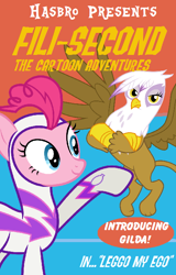 Size: 422x661 | Tagged: artist needed, source needed, safe, edit, imported from derpibooru, fili-second, gilda, pinkie pie, griffon, series:fili-second the cartoon adventures, parody, power ponies, superhero, veggietales