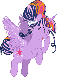 Size: 5937x8062 | Tagged: safe, artist:sugar-loop, imported from derpibooru, twilight sparkle, alicorn, pony, absurd resolution, alternate hairstyle, eyes closed, female, mare, open mouth, simple background, smiling, solo, transparent background, twilight sparkle (alicorn)