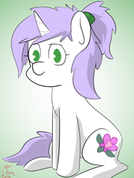 Size: 1500x2000 | Tagged: safe, artist:cherryceriseart, imported from derpibooru, oc, oc only, oc:orchid, pony, unicorn, female, gradient background, mare, sitting, solo