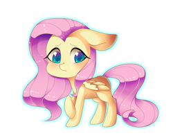 Size: 2500x1991 | Tagged: safe, artist:vixenthekitten, imported from derpibooru, fluttershy, pegasus, pony, chibi, female, floppy ears, glow, glowing, looking at you, simple background, solo, transparent background