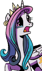 Size: 248x422 | Tagged: safe, artist:brendahickey, edit, idw, imported from derpibooru, princess celestia, alicorn, pony, legends of magic, spoiler:comic, spoiler:comiclom1, background removed, crying, female, mare, simple background, solo, teary eyes, transparent background, younger