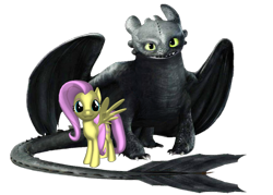 Size: 874x625 | Tagged: safe, artist:iheartdreamworks, imported from derpibooru, fluttershy, dragon, pony creator, 3d, dreamworks, how to train your dragon, ponylumen, toothless the dragon